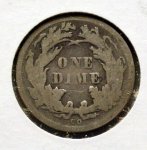 1876 CC Seated Dime in VG