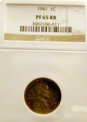 1941 P Lincoln Cent, NGC Certified Proof 65 Red/Brown