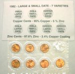1982 7 Piece Lincoln Cent Collection